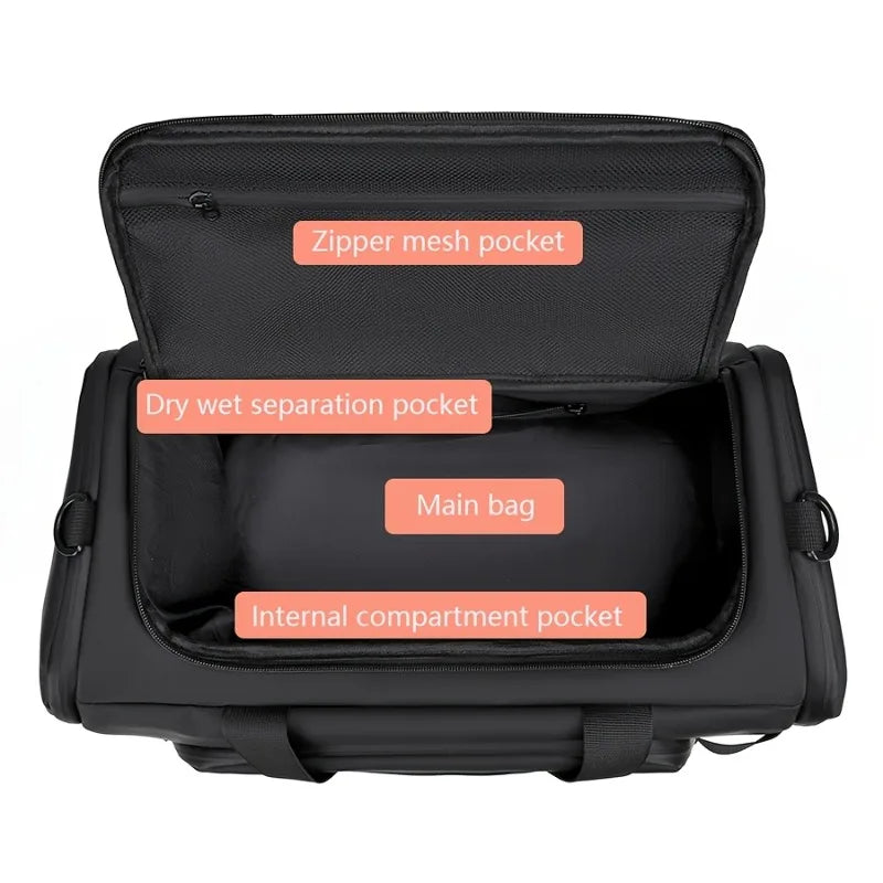 Large capacity multifunctional luggage bag with multiple compartments and shoe pockets,  casual sports and fitness bag