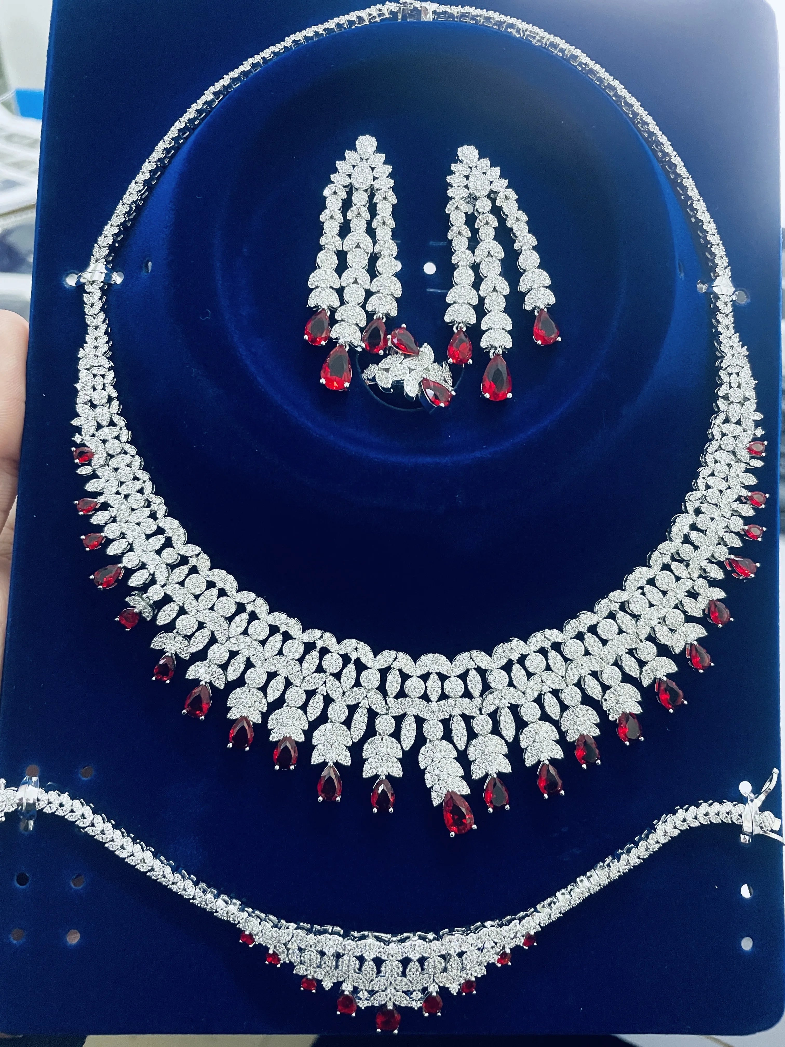 2024 Hot selling 4-piece Bride Wedding Jewelry Set with Cubic Zirconia Dubai Luxury Jewelry Set