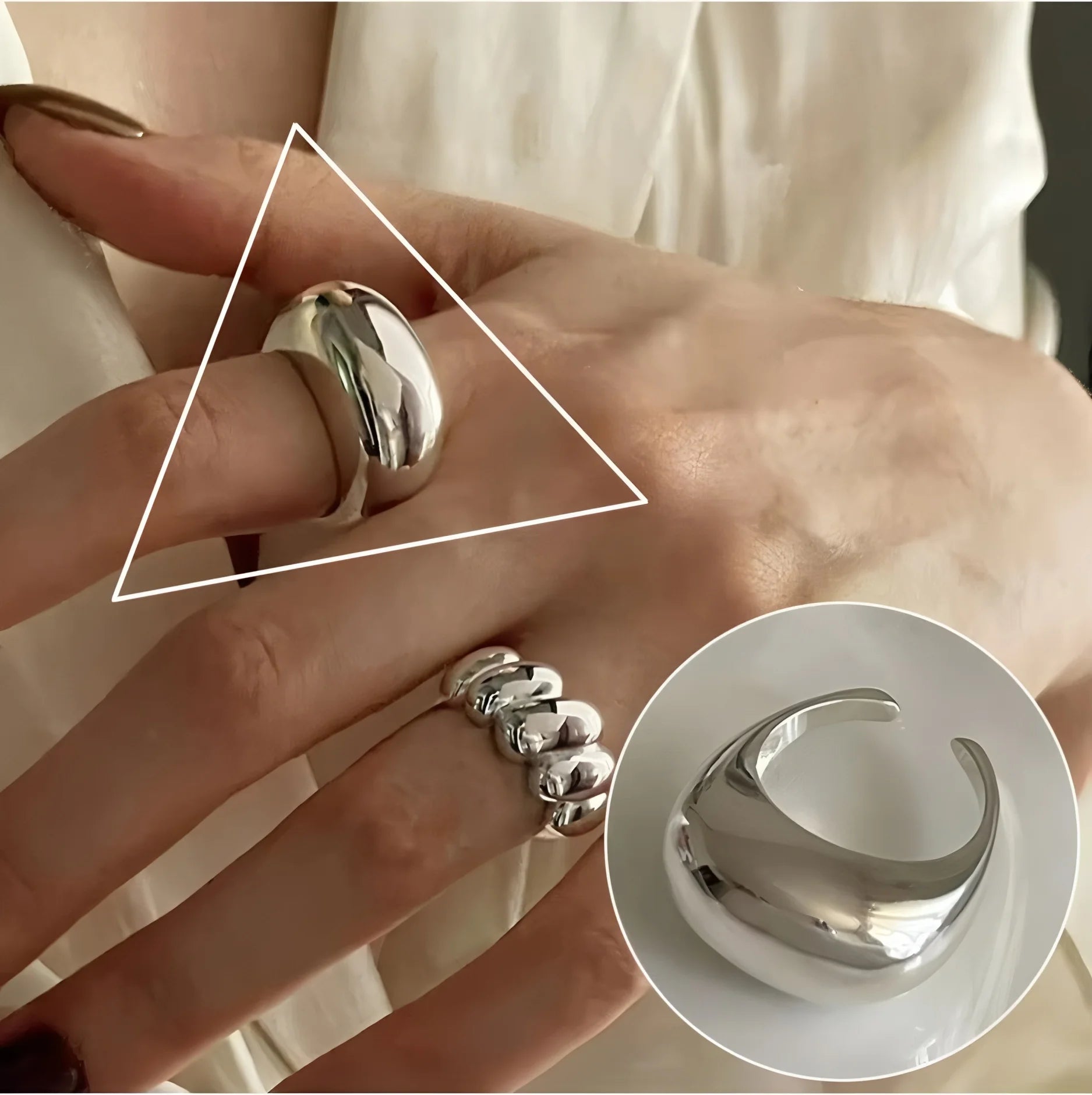 PANJBJ 925 Sterling Silver Geometry Crystal Ring For Women Ellipse Exaggerated Punk Water Drop Open Jewelry Gift Dropshipping