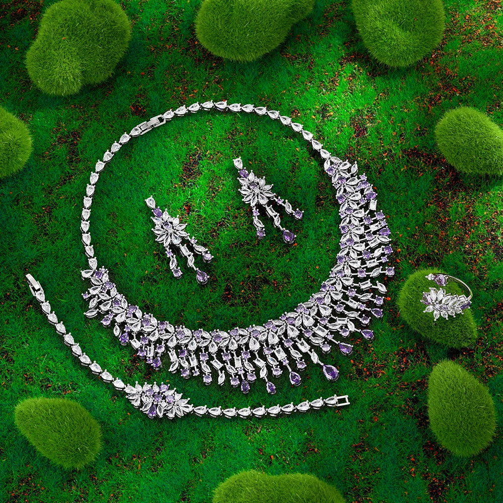 2023 Hot Selling Cubic Zirconia Bridal Wedding Jewelry Set Bridal 4-piece Set Women's Jewelry Set Jewelry Brand Reproduction