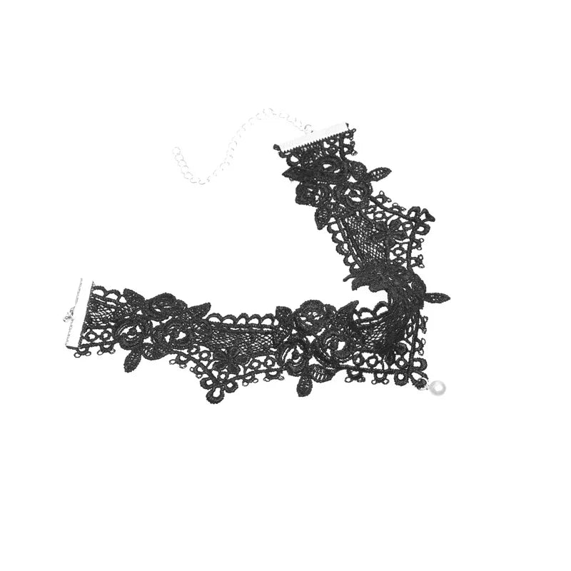 2019 New Choker Necklaces Pearl Gland Tatouage Choker Collier Noir Dentelle Choker Collier Vintage Bijoux Jewelry