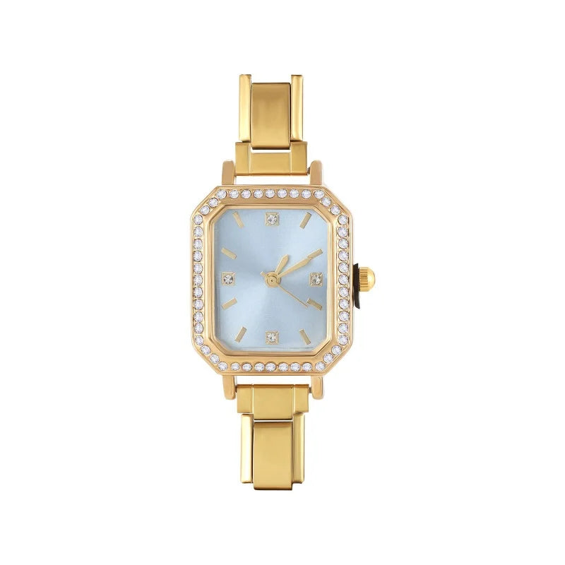 New Fashion Women's Stainless Steel Square Round Shiny Watch Bracelet For Party Friend Wife Birthday DIY Jewelry Gift