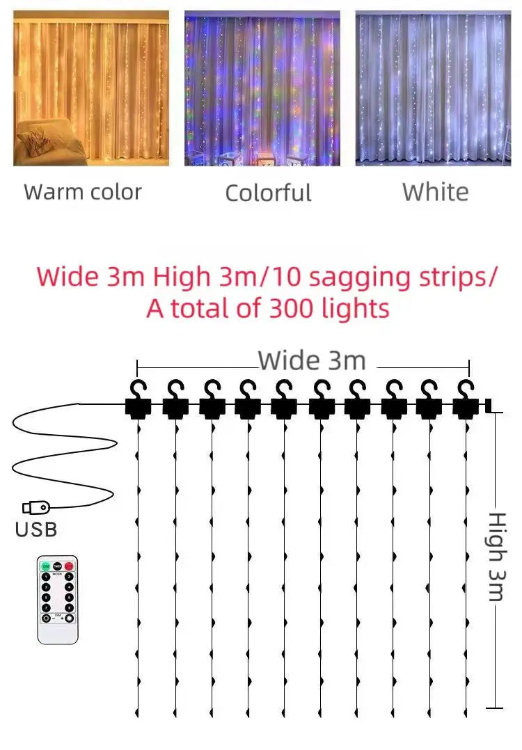 christmas lights decorations lamp holiday lighting USB Holiday Curtain Garland Lamp fairy lights lights decoration led light