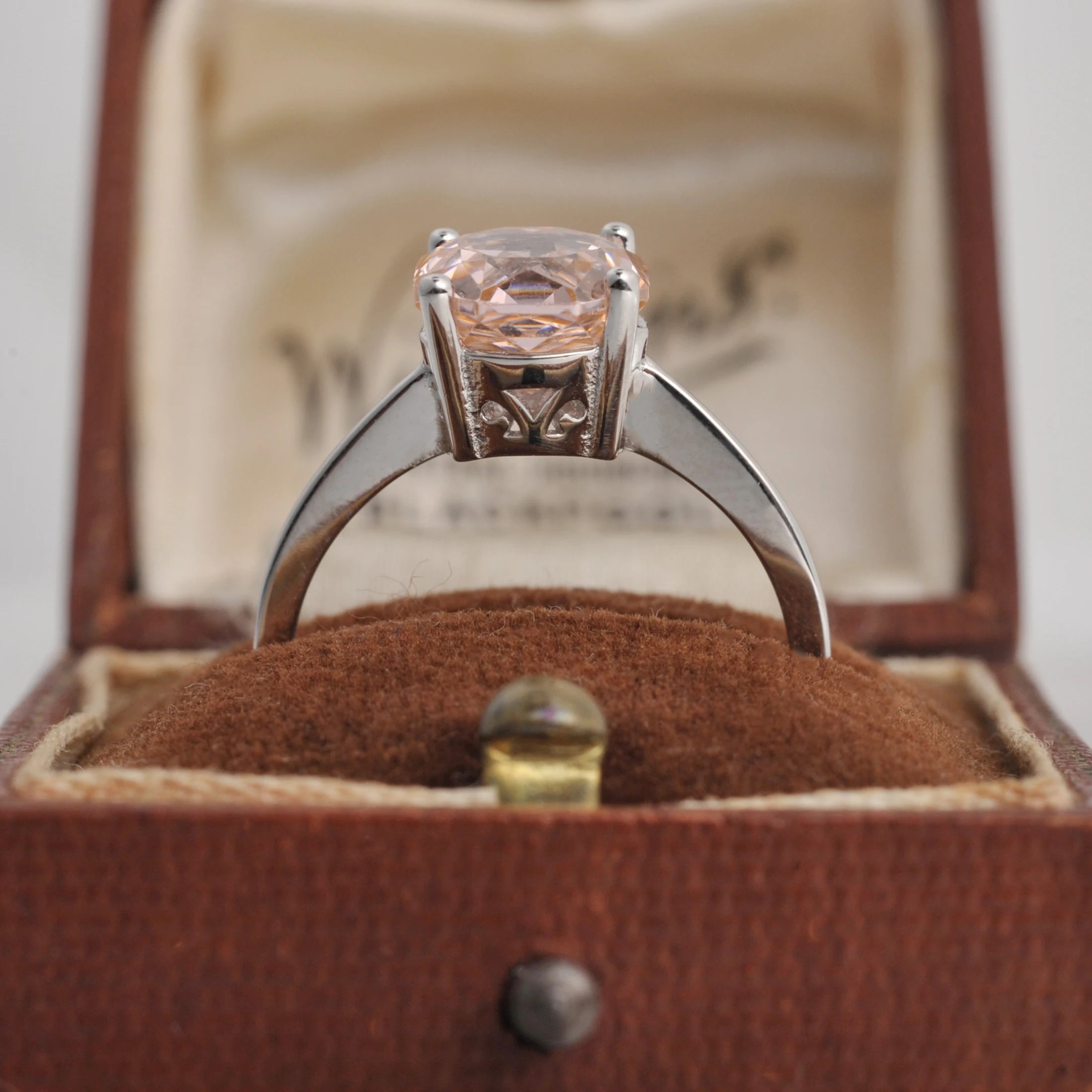 Potiy 2ct Octagon Rose Cut Morganite Pink Cubic Zirconia Solitaire Ring, 925 Sterling Silver Jewelry Gift for Women with