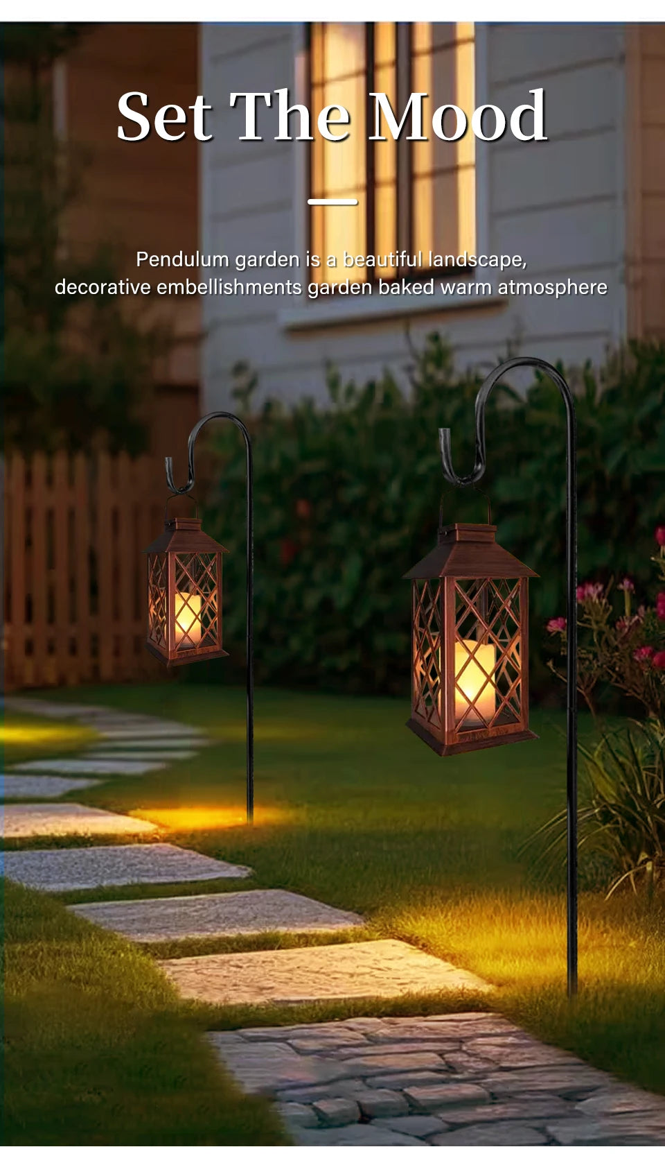 Garden Solar Palace Lantern Led Light Lawn Landscape Hanging Atmosphere Candle Lamp Floor Outdoor Solar Garden Decor Lighting