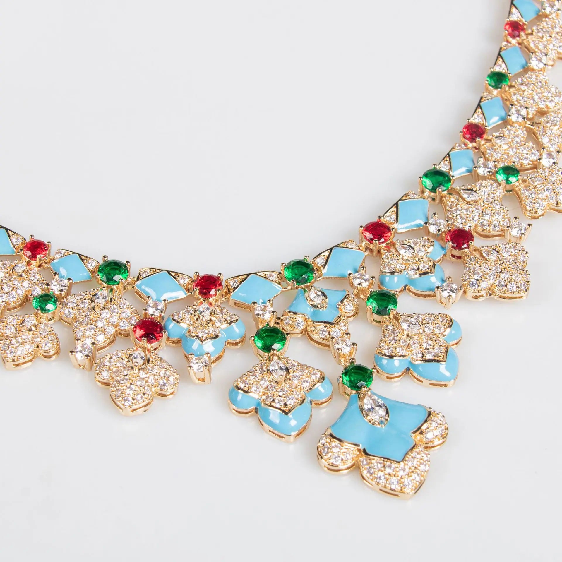 Nuova foglia d'acero Zirconia dipinta olio Collana Orecchini Gioielli Set Sposa Partito sera Nigeriano Donne Accessori M-288