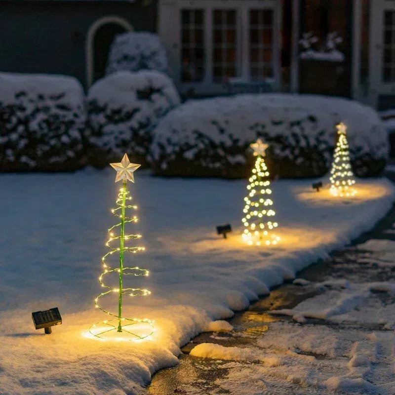 Solar Christmas TreeOutdoor Stand Garden LED Ground Lamp String Saterproof IP65 Star Lantern Decorative Home Decor