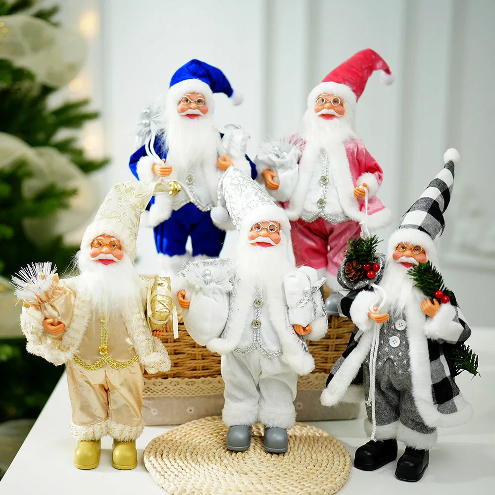 30cm Cute Santa Claus Doll Standing Santa Claus Statue 2025 Xmas Tree Ornament Christmas Decor Home Navidad Gift New Year 2026