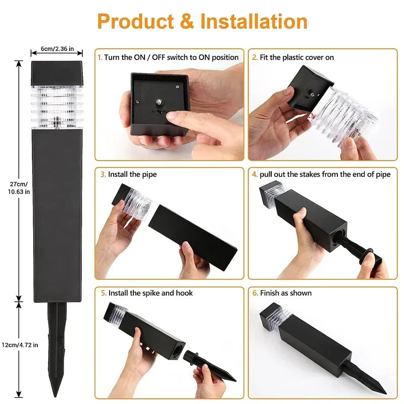 Solar Courtyard Garden Landscape Outdoor Lights Lawn Night Lights Home Yard Layout Waterproof Decorative Ground Plug Lights