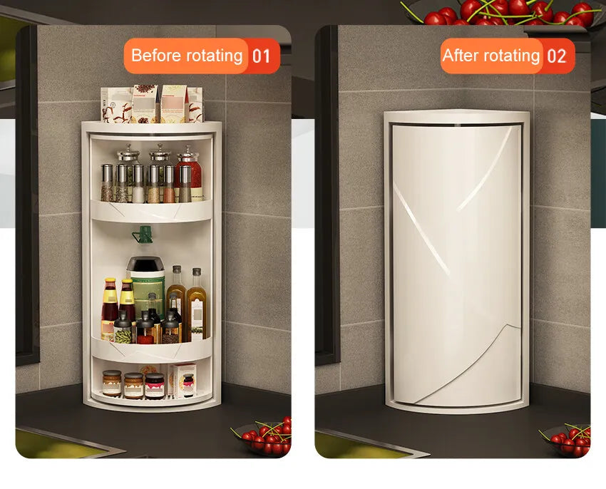 Kitchen Rotatable Layered Adjustable Shelf Bottle Holder Condiment Organizer Spice Jars, Can Rotating Storage Rack, Corner Shelf