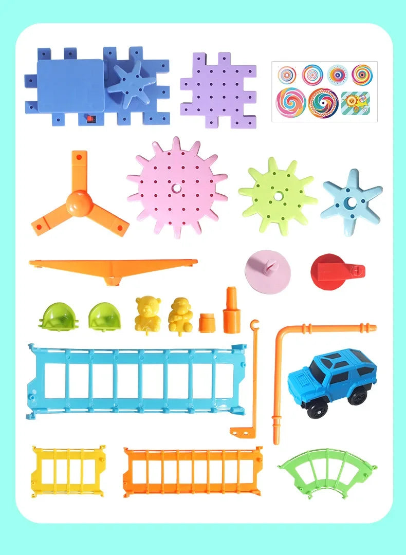 Electric Gears 3D Puzzle Model Building Kits Plastic Brick Blocks Educational Toys for Kids Children Gear Blocks Building Toys