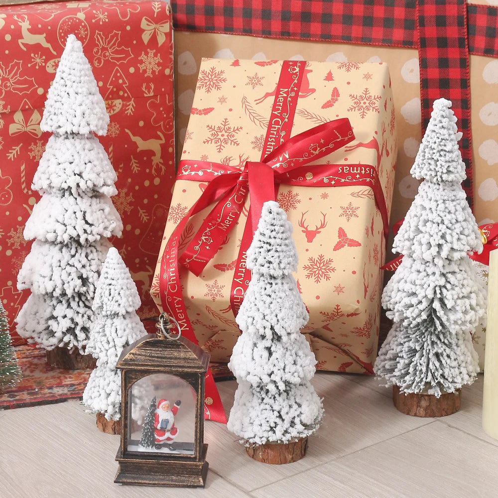 Christmas Artificial Flocking Snow Pine Tree Furniture Living Room Decoration Outdoor Party Decor New Year Snow Pine Pendant