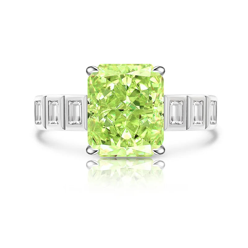 925 Sterling Silver Square Ice Flower Cut Ring Inlaid with High Carbon Diamonds Light Luxury Versatile Women's Ring