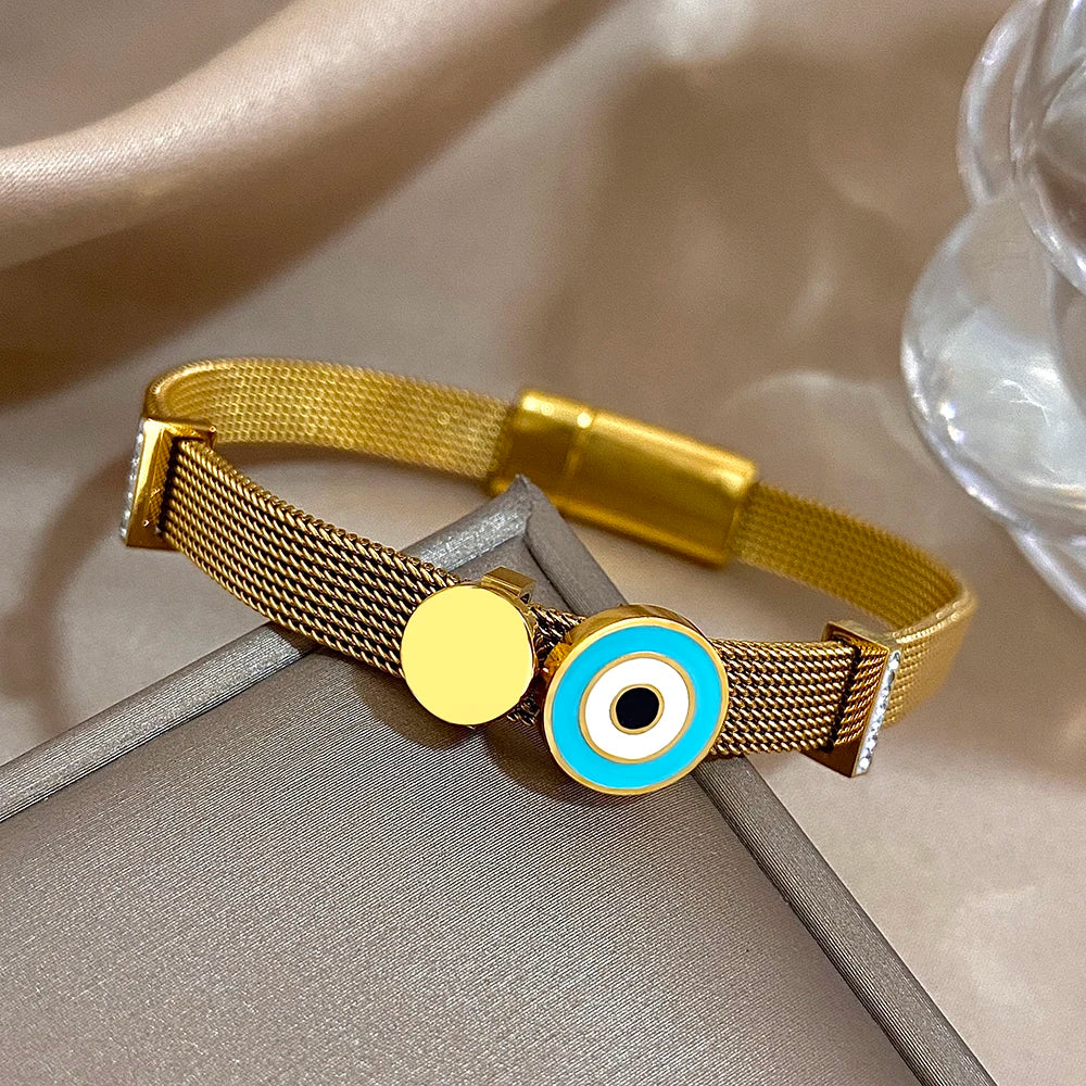 Greatera Round Eye Watch Bracelet Five-pointed Star Accessory Strap Design Stainless Steel Women's Bangle Gift Jewelry Trendy