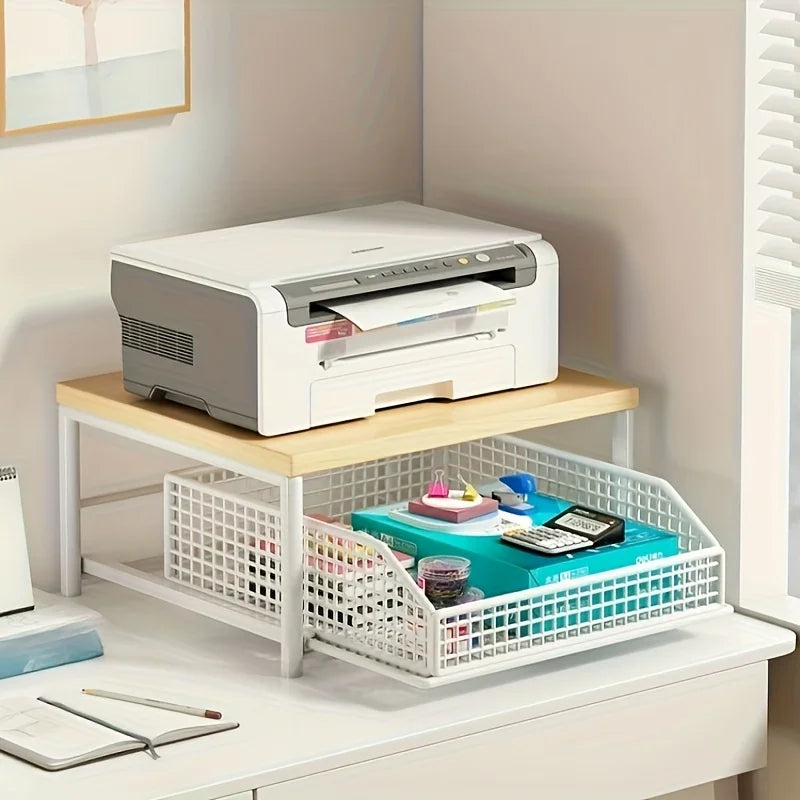 Modern kitchen microwave rack storage rack - sturdy solid wood and metal structure, space-saving countertop storage rack