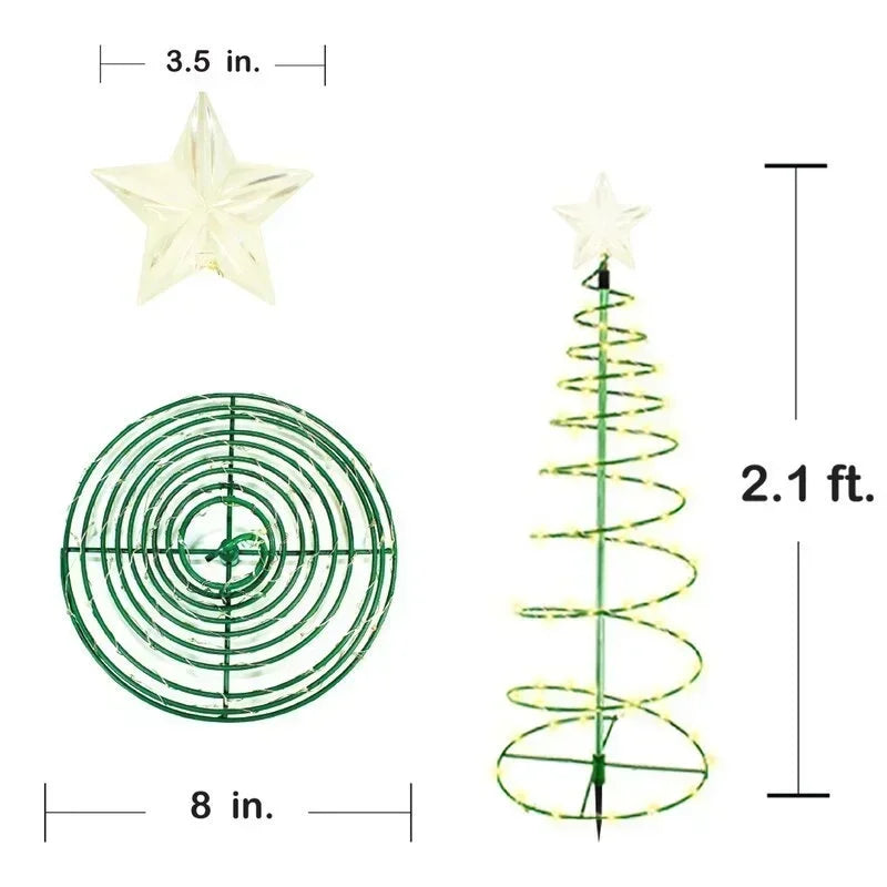 Solar Christmas TreeOutdoor Stand Garden LED Ground Lamp String Saterproof IP65 Star Lantern Decorative Home Decor