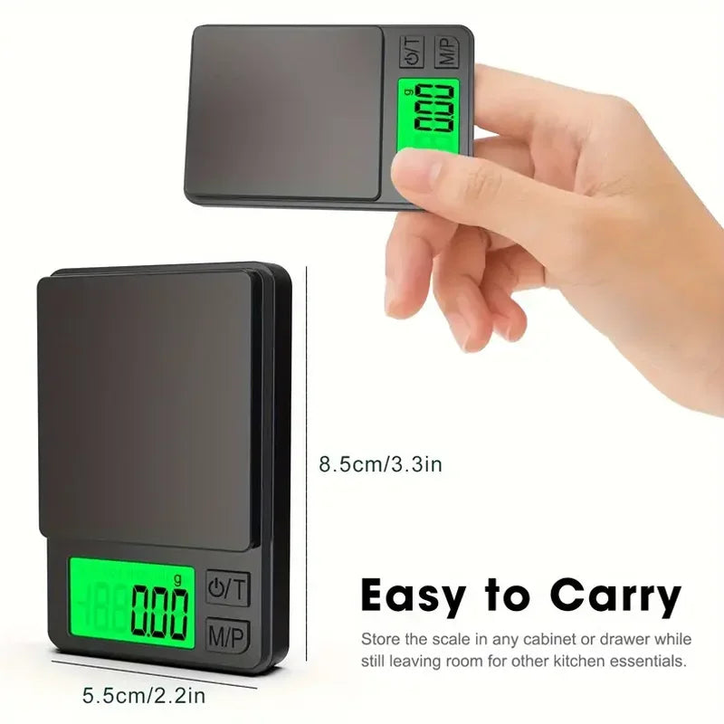 Precision Pocket Scale 1000g 0.1g Digital Gram Scale Backlit LCD Portable Jewelry Food Grain oz Tare Function Travel Use