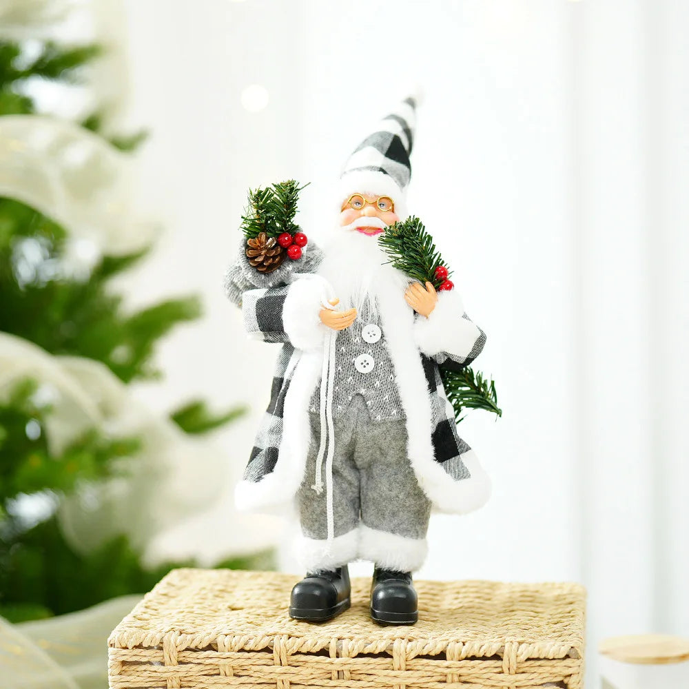 30cm Cute Santa Claus Doll Standing Santa Claus Statue 2025 Xmas Tree Ornament Christmas Decor Home Navidad Gift New Year 2026