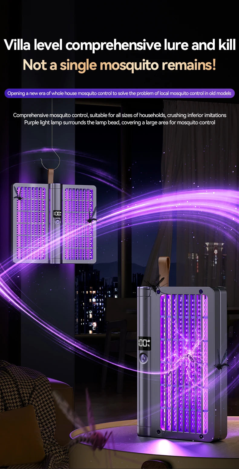 Electric Shock Mosquito Swatter Foldable Zapper Anti Mosquito Lamp Repellent Killer Rechargeable Portable Indoor Outdoor Use