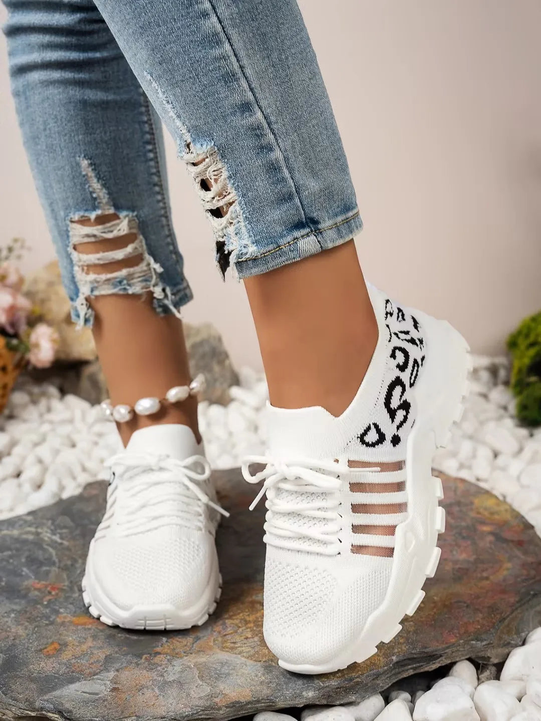 Women’s Leopard Print Slip-On Sneakers – Lightweight Canvas