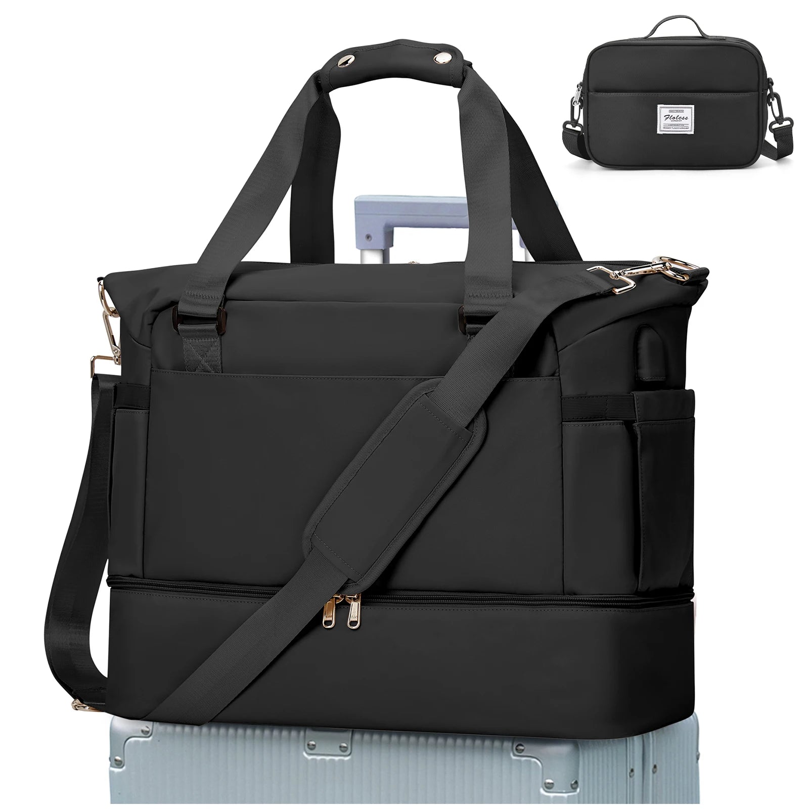 Travel bag, travel luggage, maternity bag, dry and wet separation storage bag, travel lightweight crossbody handbag，（green）.