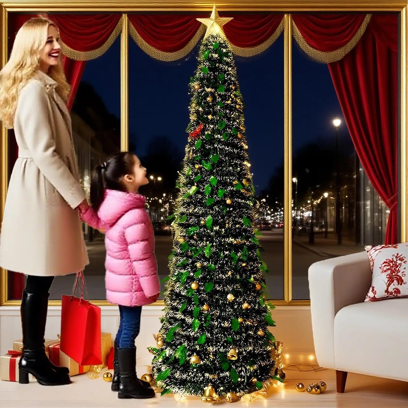 Artificial Christmas Tree 150cm Backyard Festival Decor Foldable Faux Christmas Tree New Year Navidad Decor For Indoor Outdoor