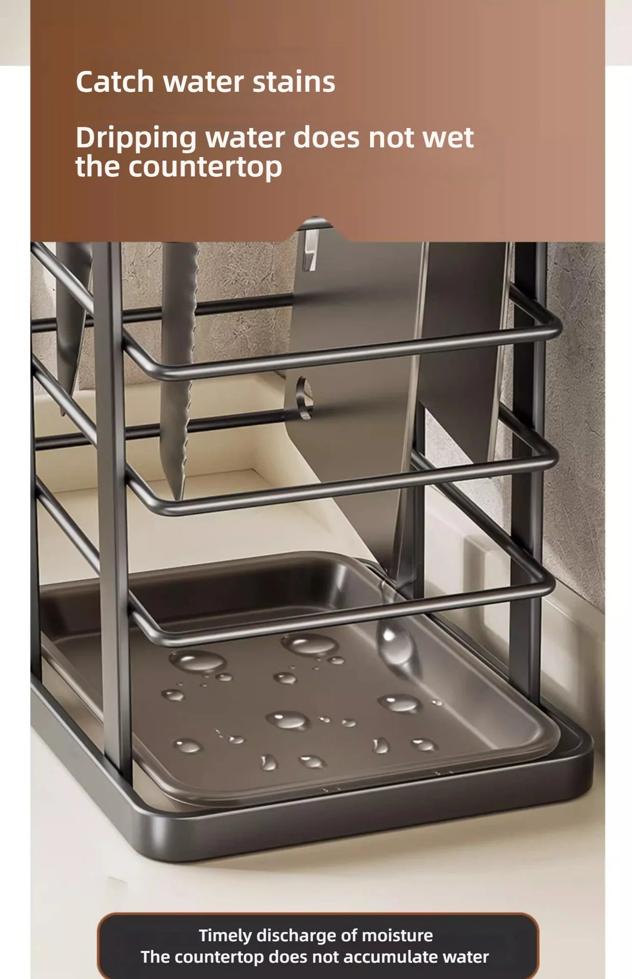 Kitchen Tabletop Storage Rack Knife Holder Stand Waterproof Hollow Storage Rack Kitchen Utensil Organizer Holder Accessories