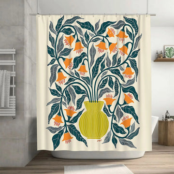 Elegant Floral Bouquet Shower Curtain for a Touch of Nature  Bathroom  Eco-Friendly Fabric   Non-Toxic   Spring Home Decor