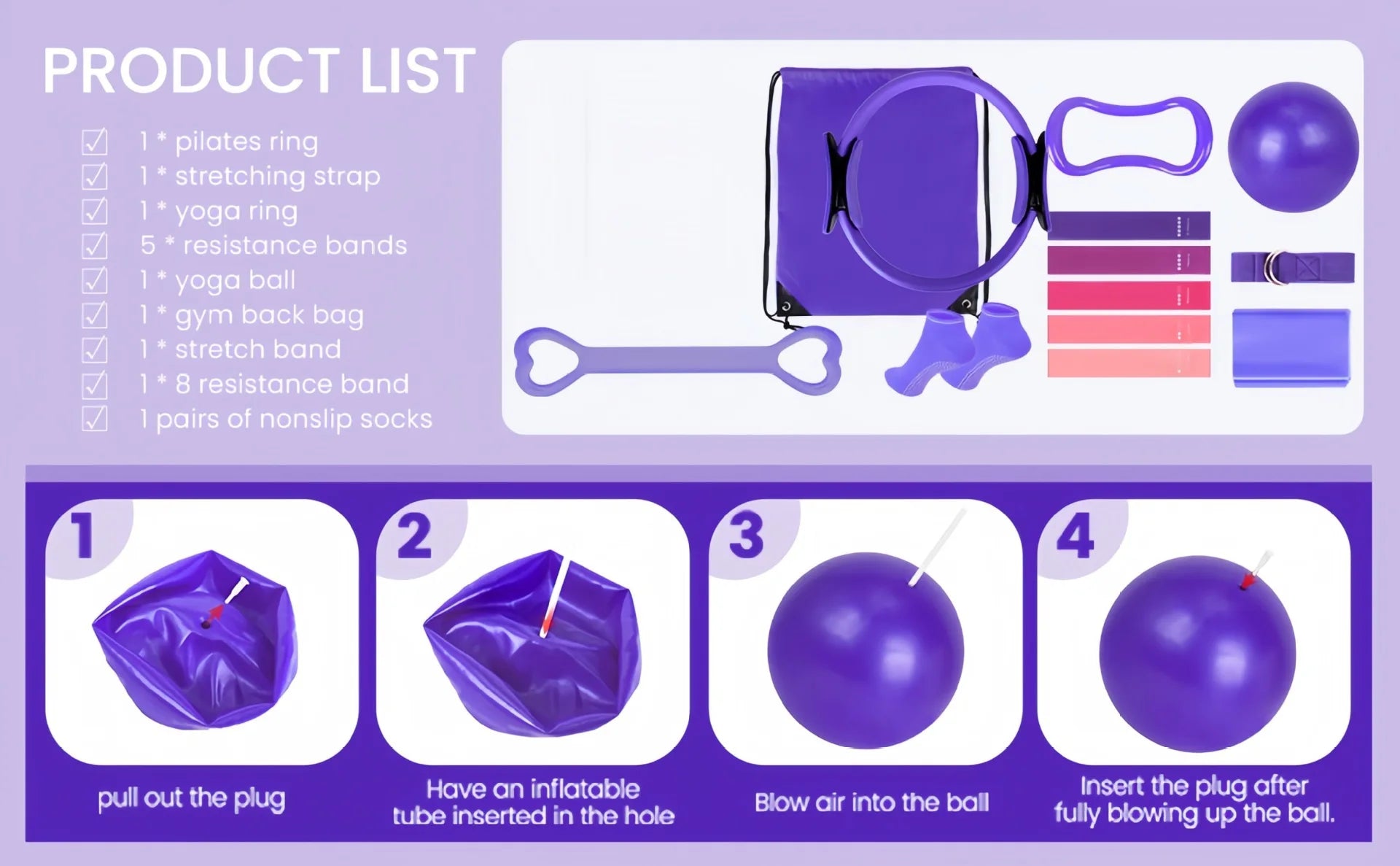 13-Piece Pilates Equipment Set for Home Workouts