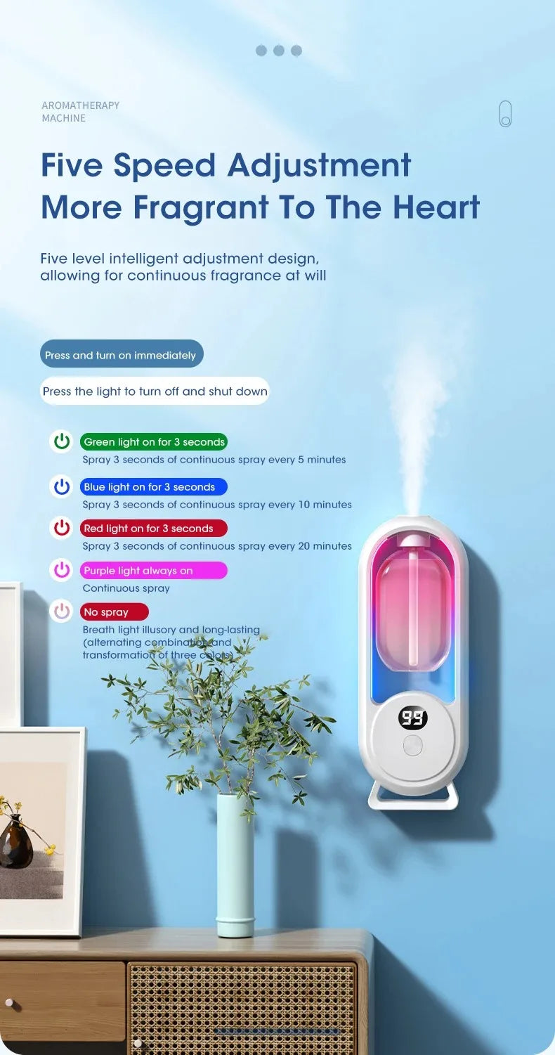 Automatic Nebulizer Essential Oil Diffuser Home Fragrance Machine Kitchen Toilet Deodorizer Perfume Scent Machine