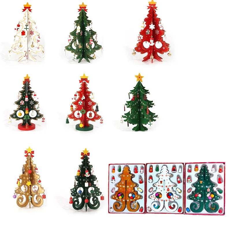 2024 Christmas Tree Children's Handmade DIY Stereo Wooden Christmas Tree Scene Layout Christmas Decorations Ornaments Hot