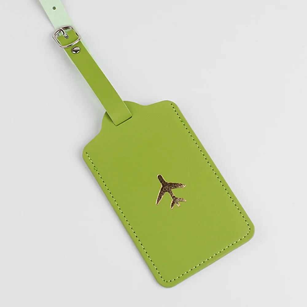 Luggage Tag Suitcase Luggage Label PU Leather Baggage Boarding Bag Tag Portable Travel Accessories Name ID Address Holder