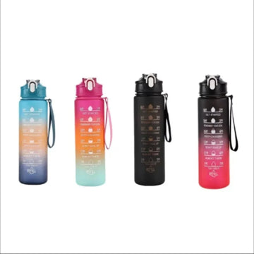 750ML Sports Water Bottle with Time-Tracking Straw Leak Proof Locking Flip Cover for Easy Carry Ideal for Outdoor Adventures