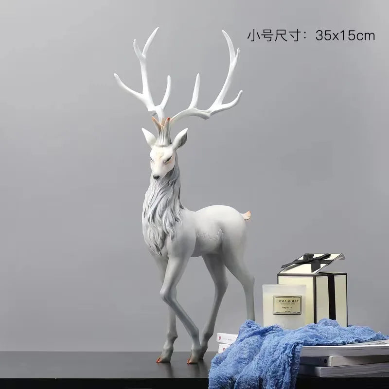 High-End Deer Statue Reindeer Statue Resin Elk Sculpture Living Room Luxury Home Decor Nordic Desktop Accessories New