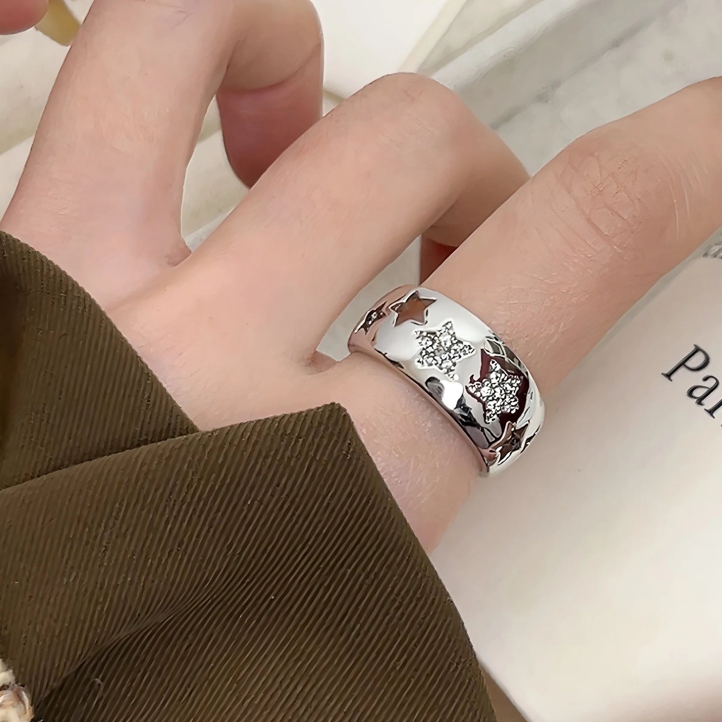 PANJBJ 925 Sterling Silver Geometry Crystal Ring For Women Ellipse Exaggerated Punk Water Drop Open Jewelry Gift Dropshipping