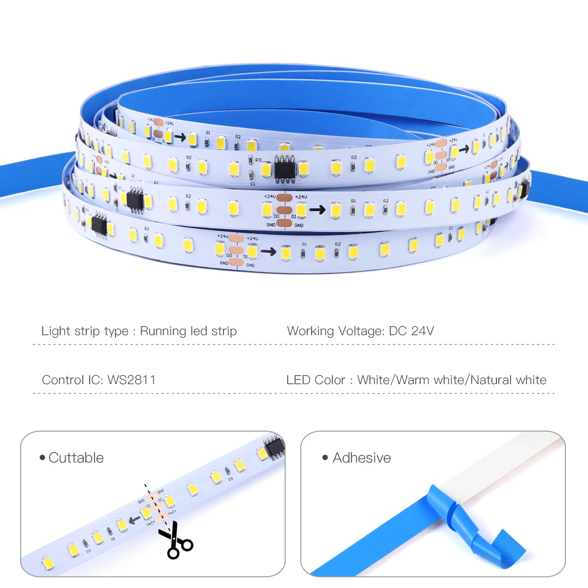 1-4pcs/lot WS2811 IC Pixel Addressable Horse Race LED Strip Light DC 24V Running Water Flowing Tape Lamp Decor 3000K/4000/6000K