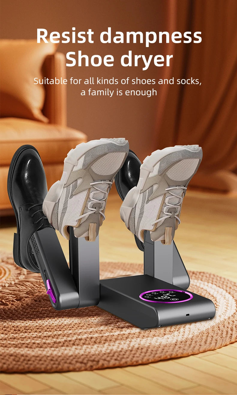 Foldable Electric Shoe Dryer  Deodorizer Sterilizer for Boots Sneakers Portable Smart Display Timer Control Travel Home Gym