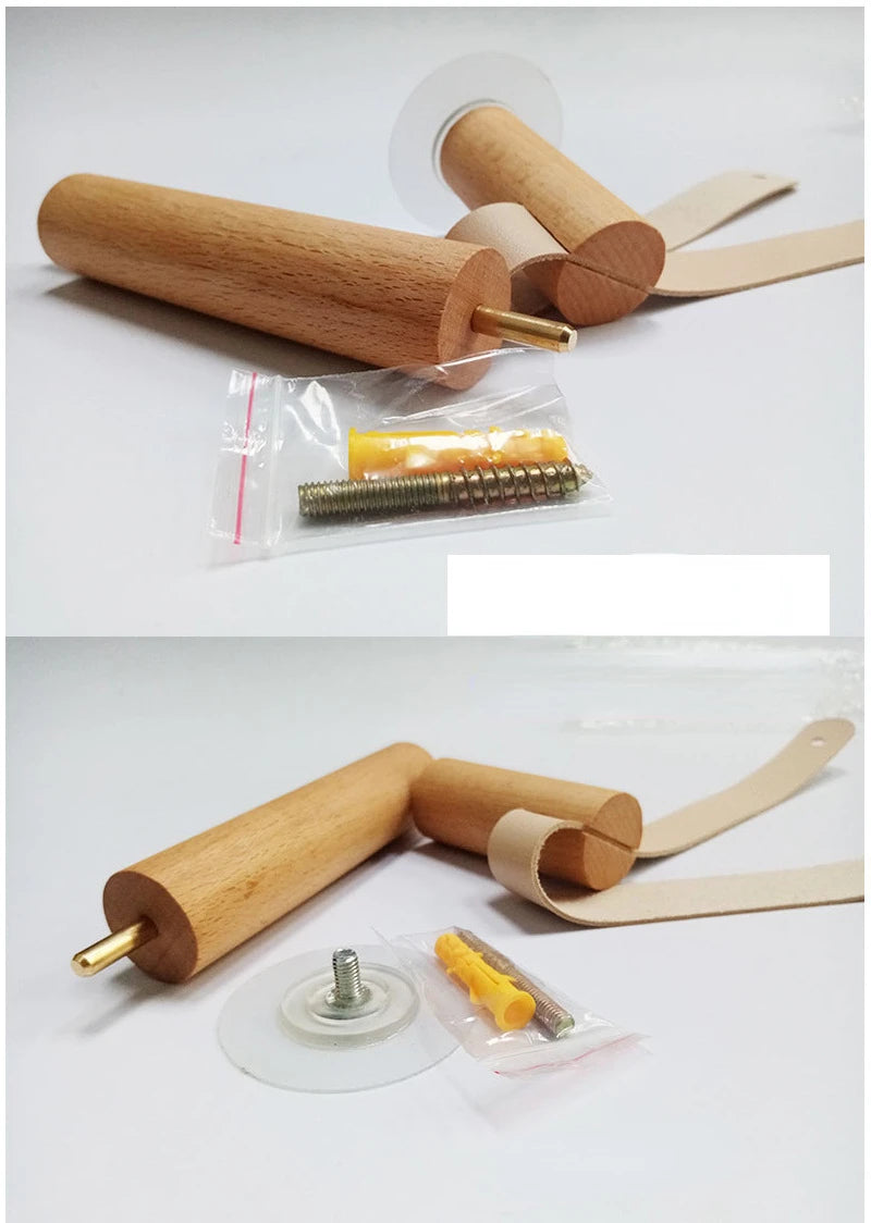 Kitchen Vertical Tissue Holder Tilet Wooden Wall Paper Roll Holder Creative Nordic Bathroom Perforated Tissue Holder