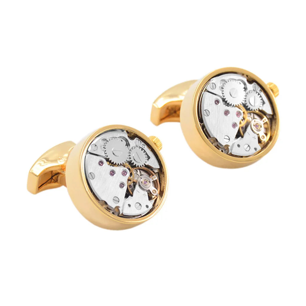 SAVOYSHI Mechanical Watch Movement Mens Shirt Cufflinks Functional Self Rotating Watch Mechanism Gears Cuff Links Gift