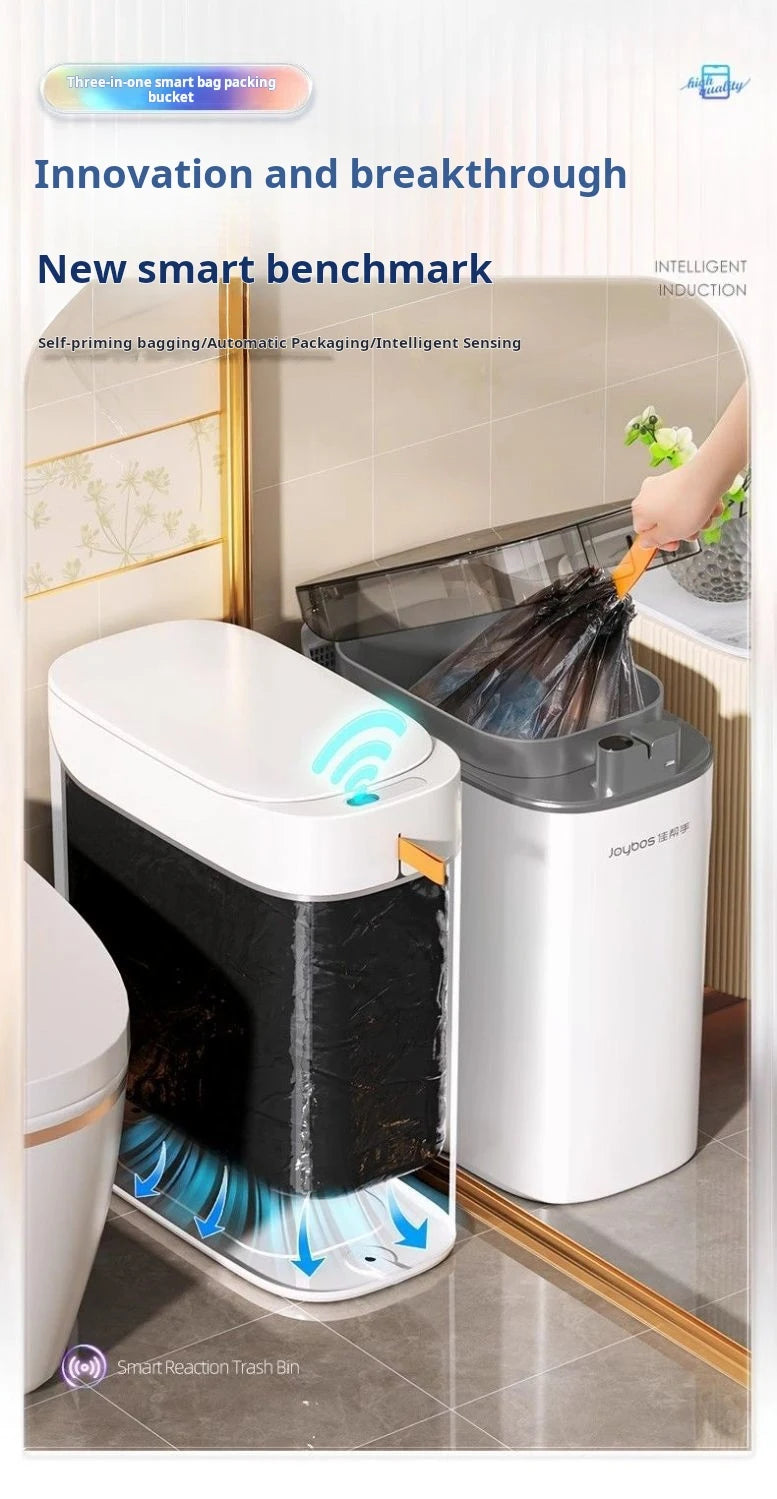 JOYBOS Smart Sensor Trash Can With Auto Adsorption Bag Rechargeable Garbage Trash Can For Home Toilet Living Room Household