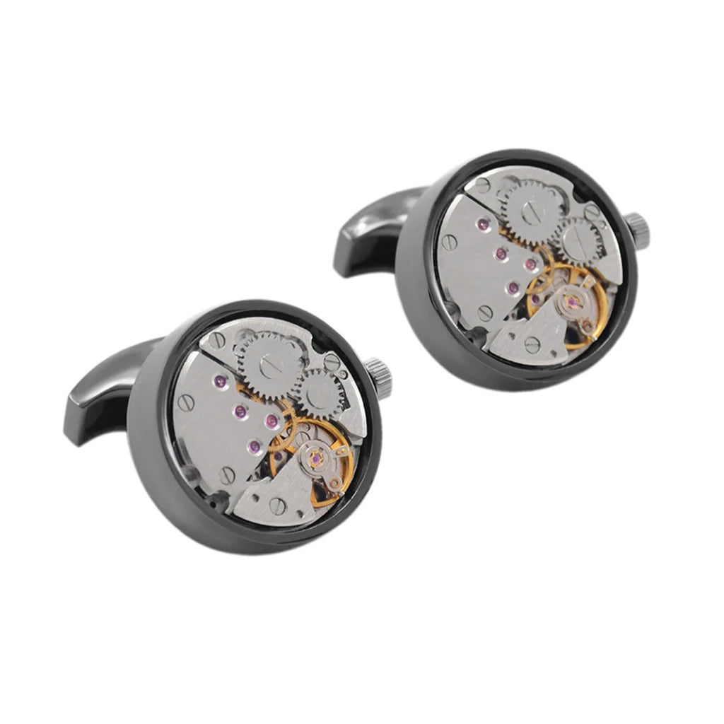 SAVOYSHI Mechanical Watch Movement Mens Shirt Cufflinks Functional Self Rotating Watch Mechanism Gears Cuff Links Gift