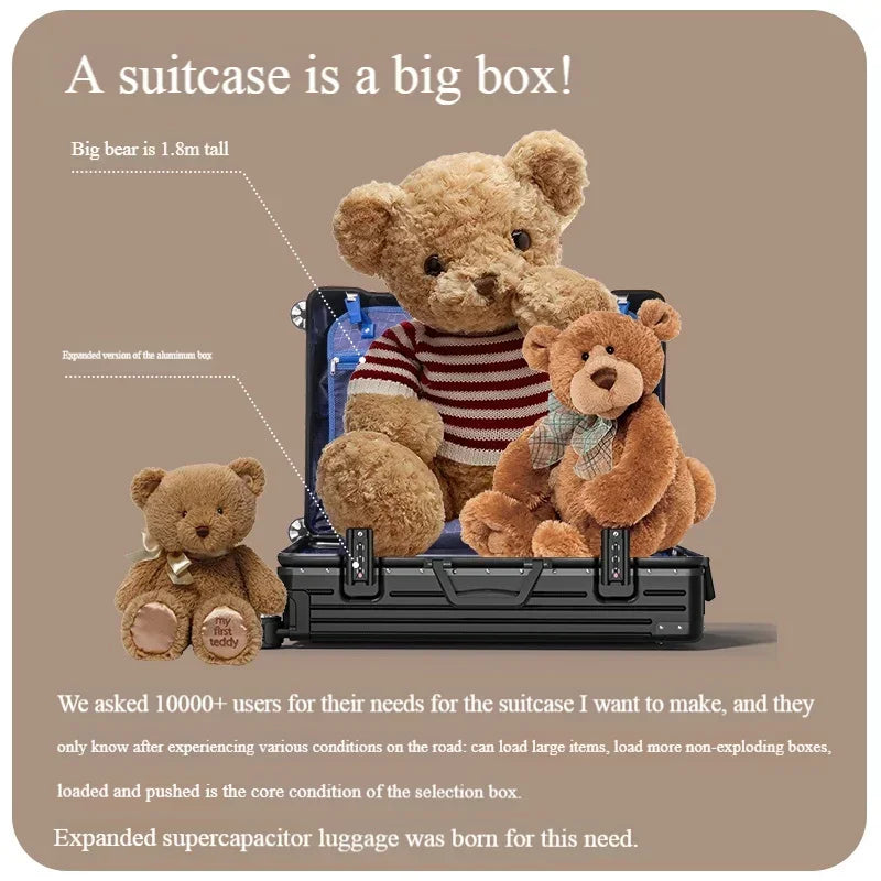 Aluminum Alloy Carry-On Luggage with Cup Holder Spinner Case