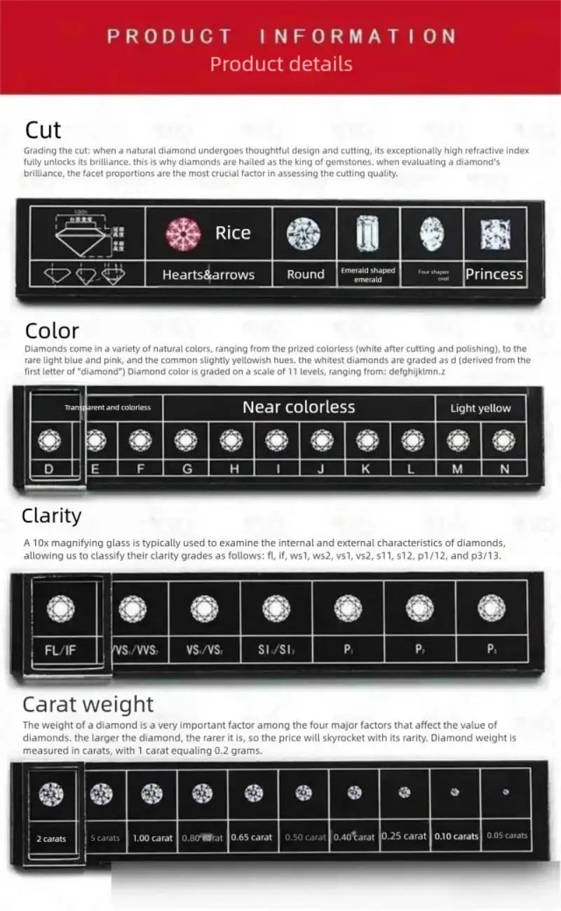 0.5-2CT D Color Moissanite Engagement Ring for Women 925 Sterling Silver Gold Plated Solitaire Rings Wholesale