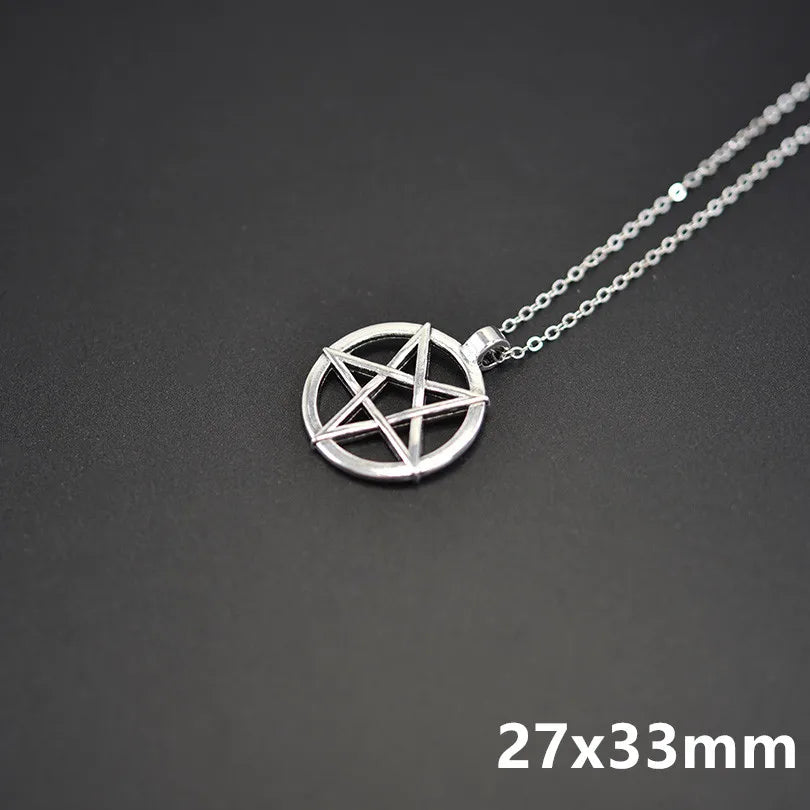 Goth Wicca Witch Pentacle Amulet Pentagram Pendant Women Necklaces Vintage Star Chain Collier For Men Kpop Gift Jewelry Making
