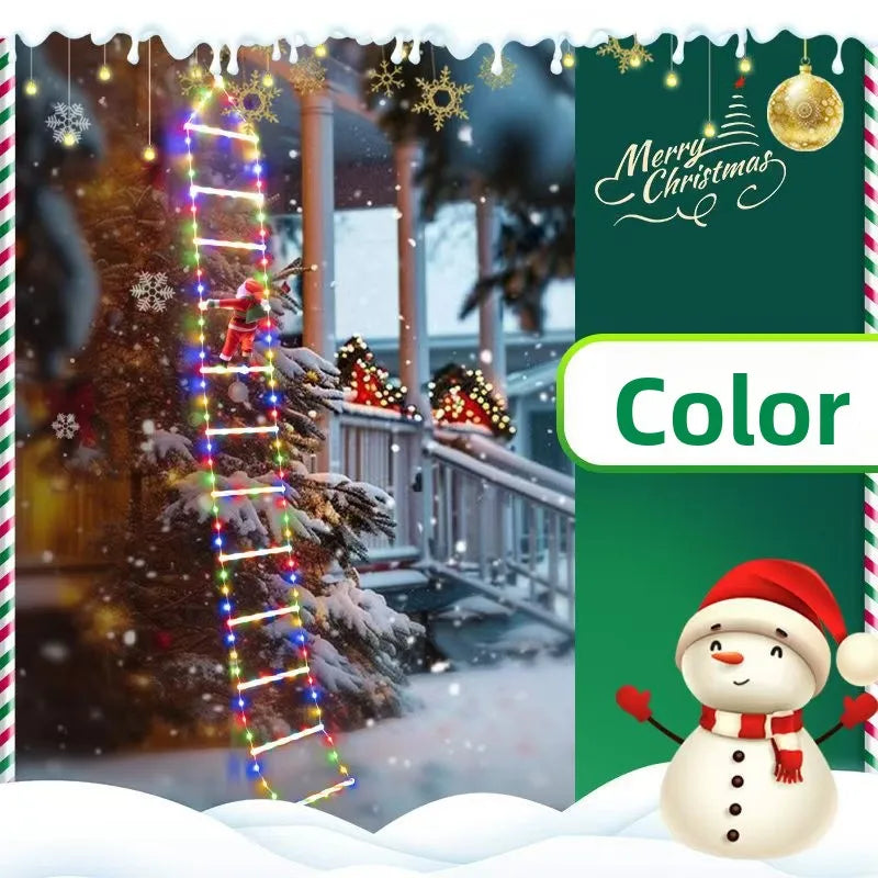 1pcs Christmas Decoration Santa Claus Climbing Ladder LED Light USB Plug 8 Lighting Modes Light String Home Wall Xmas Tree Decor