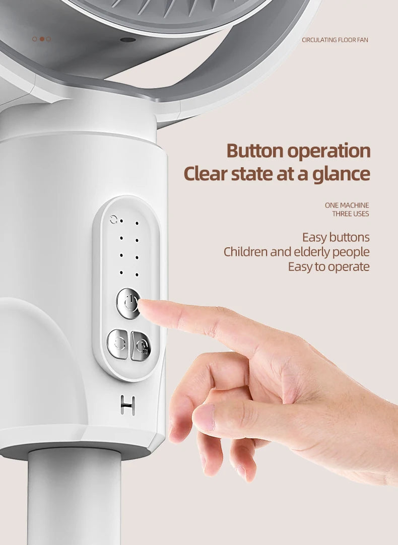 Rechargeable Oscillating Stand Fan 5 Speeds Adjustable Height USB Portable Air Circulator for Bedroom Office Living Room