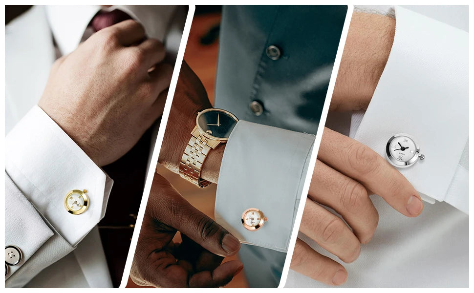 Battery Digital Watch Cufflinks Men's Lepton Real Clock Cufflinks Watch Cufflinks Men's Jewelry