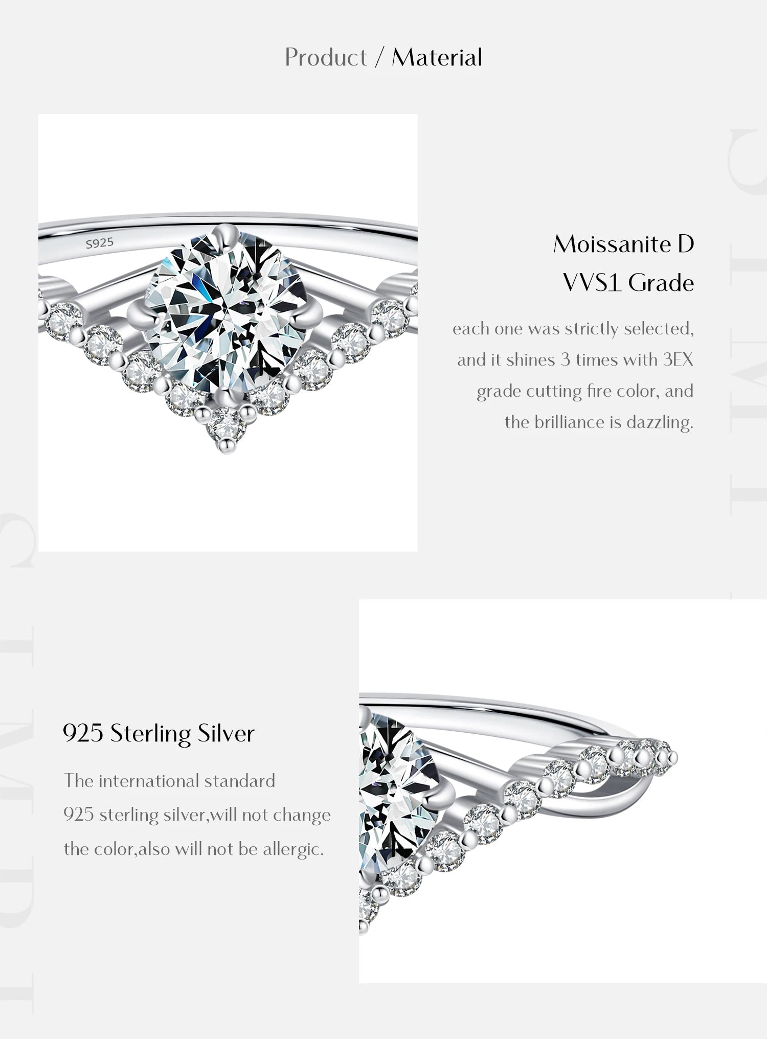 MODIAN Crown D Color Moissanite Ring Delicate Lab Diamond Ring 925 Sterling Silver For Women Wedding Engagement Jewelry