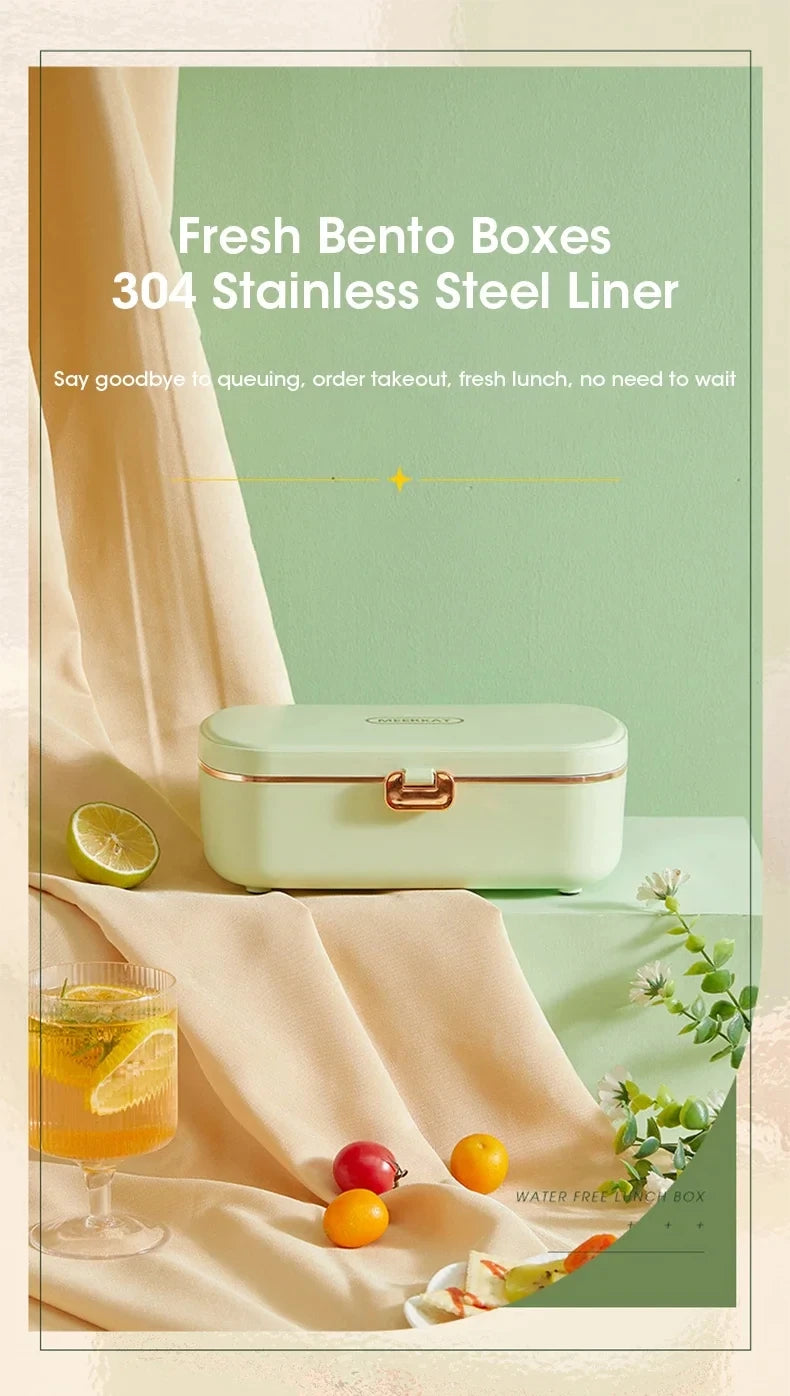 Electric Lunch Box Portable Food Warmer Water Free Bento Box Stainless Steel Food Warmer Office Food Lunch Box Electric Heater