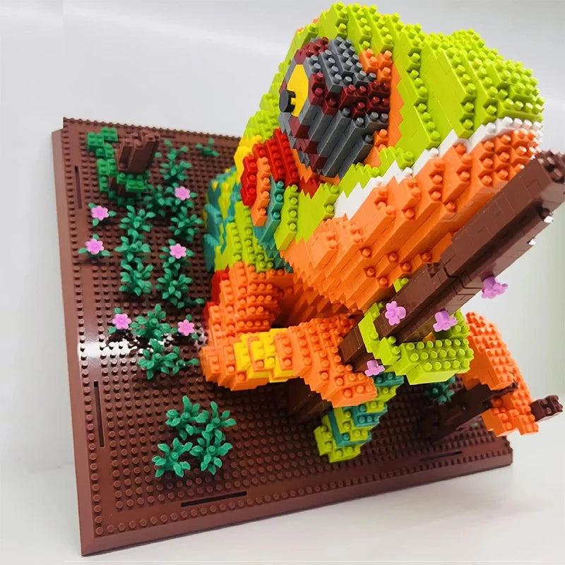 3D Animal Chameleon Building Blocks Lizard Mural Wall Stereoscopic Painting Model Assemble Bricks Home Decor Adults Kid Toy Gift